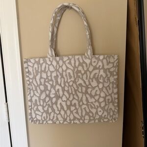 Neutral Animal-Print Tote Bag - Beige & White